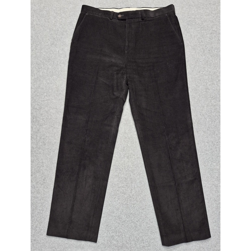 Lauren Ralph Lauren Pants Mens 36x32 Charcoal Grey Corduroy Flat Front Academia